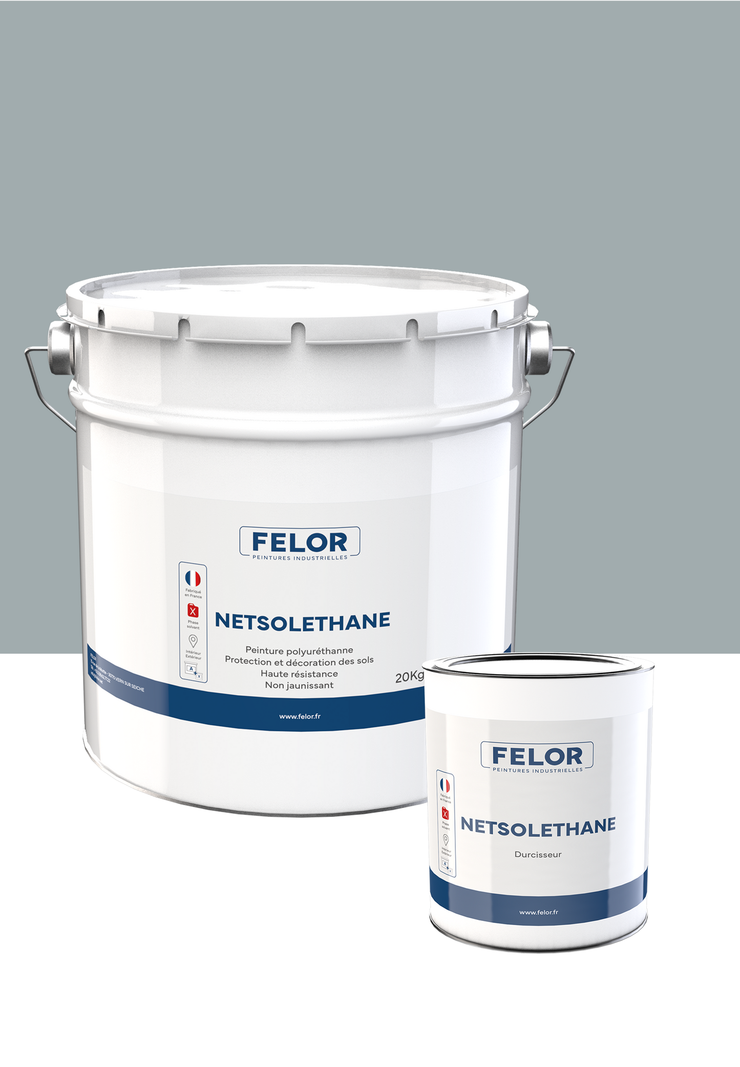 Peinture sol bi-composant polyuréthane Gris 7040 - NETSOLETHANE