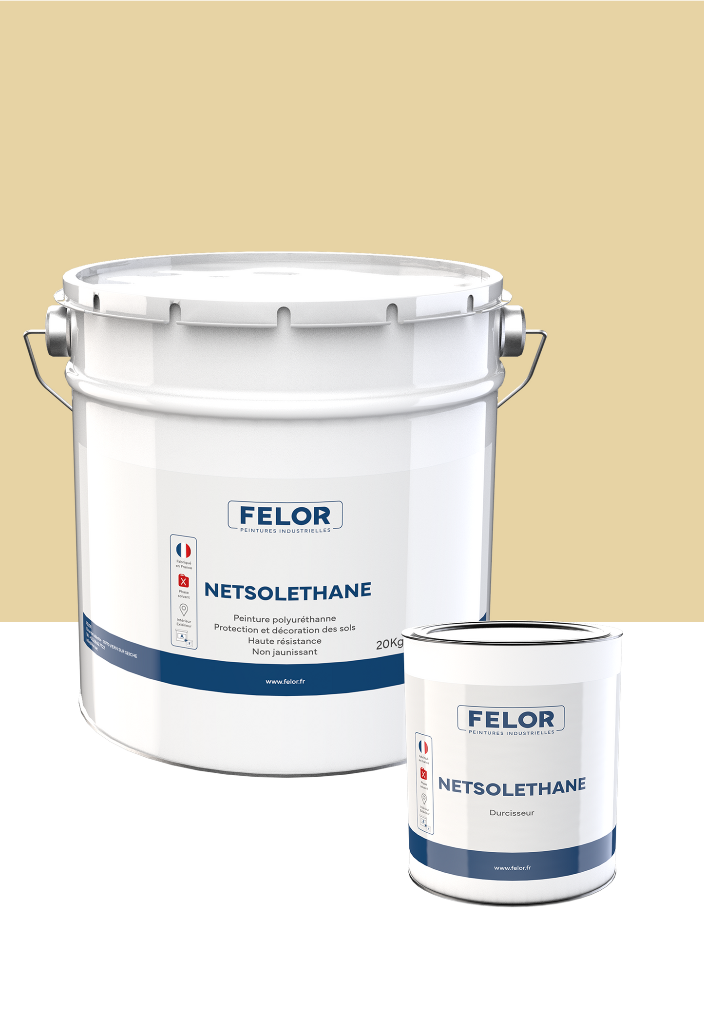 Peinture sol bi-composant polyuréthane Ivoire 1014 - NETSOLETHANE