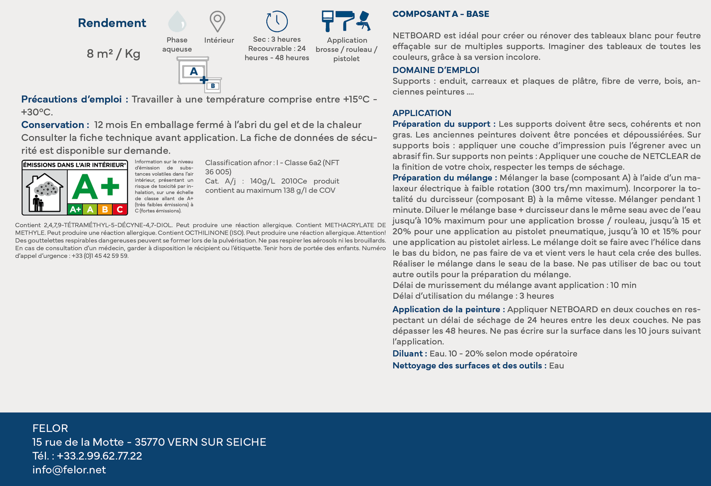 Peinture pour la réalisation et rénovation de tableau effaçable Incolore - NETBOARD