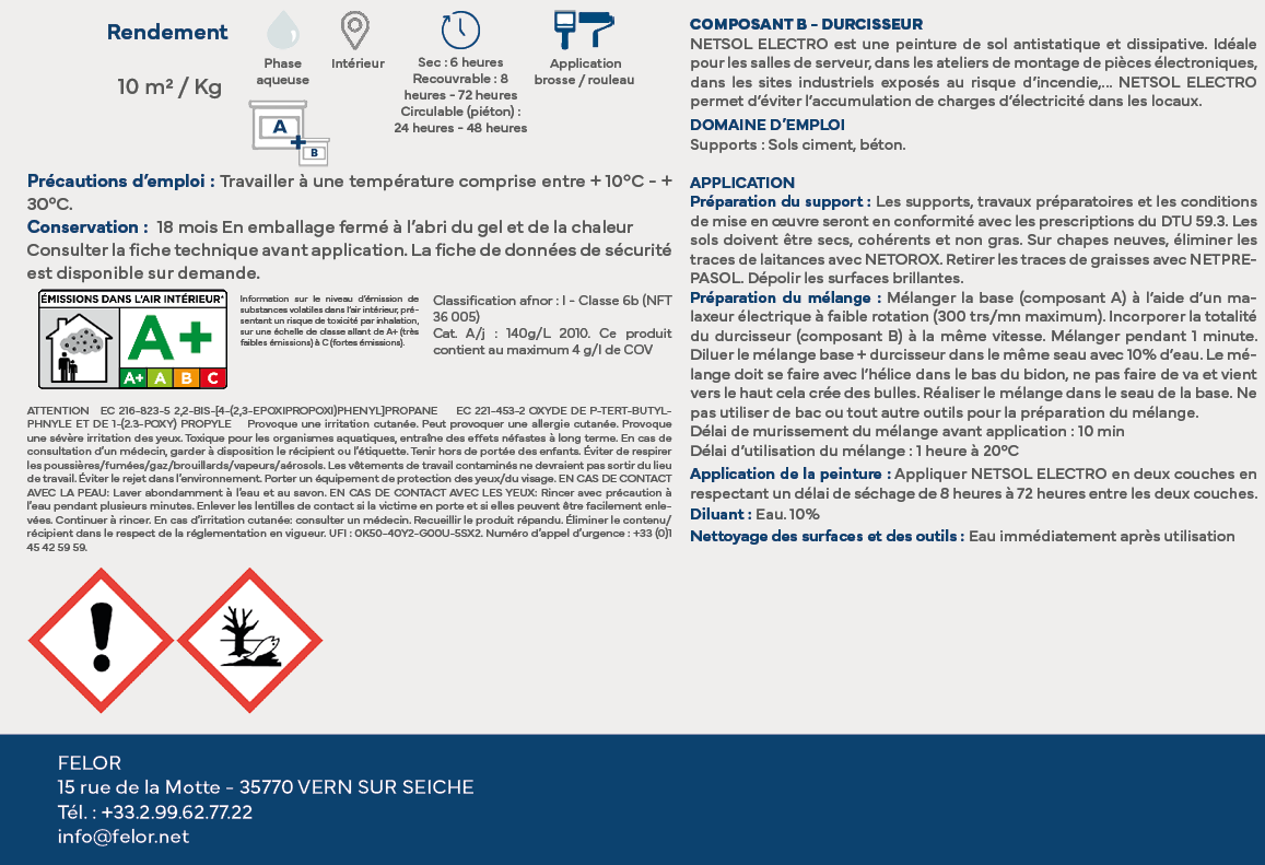 Peinture conductrice et anti-statique pour sols intérieurs - NETSOL ELECTRO