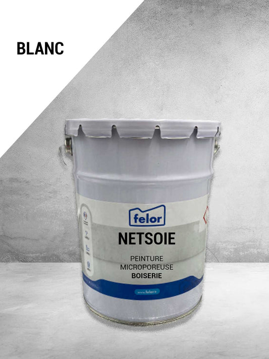 NETSOIE BLANC - PEINTURE SATINÉE MICROPOREUSE BOISERIE EN 15L