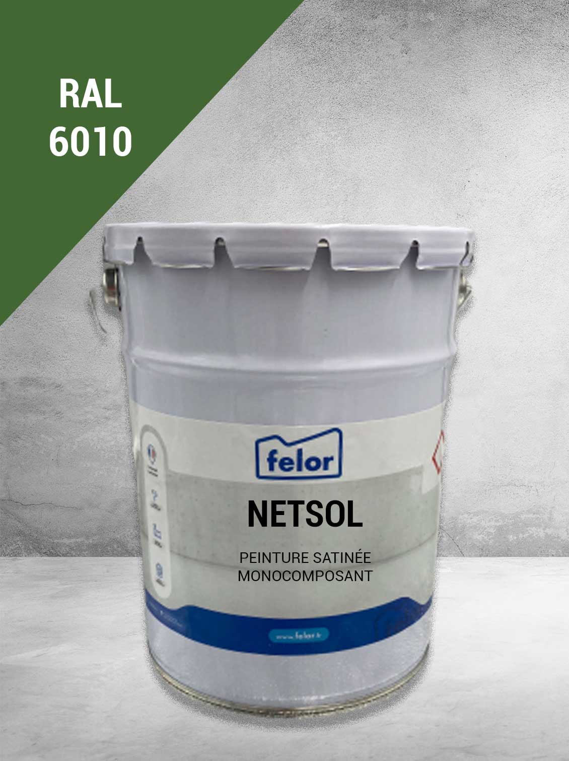 NETSOL - PEINTURE SOL MONO-COMPOSANT VERT 6010 TRAFIC MODÉRÉ (5KG)